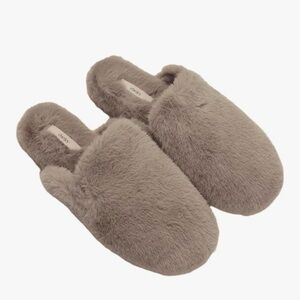 NWT Eberjey Plush Faux Fur Mule Slippers size L